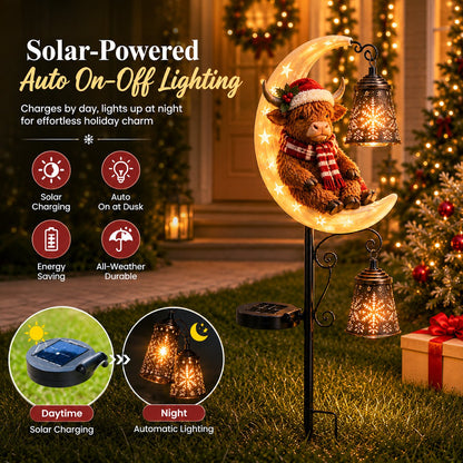 🌙 Highland Cow Moon Solar Garden Light