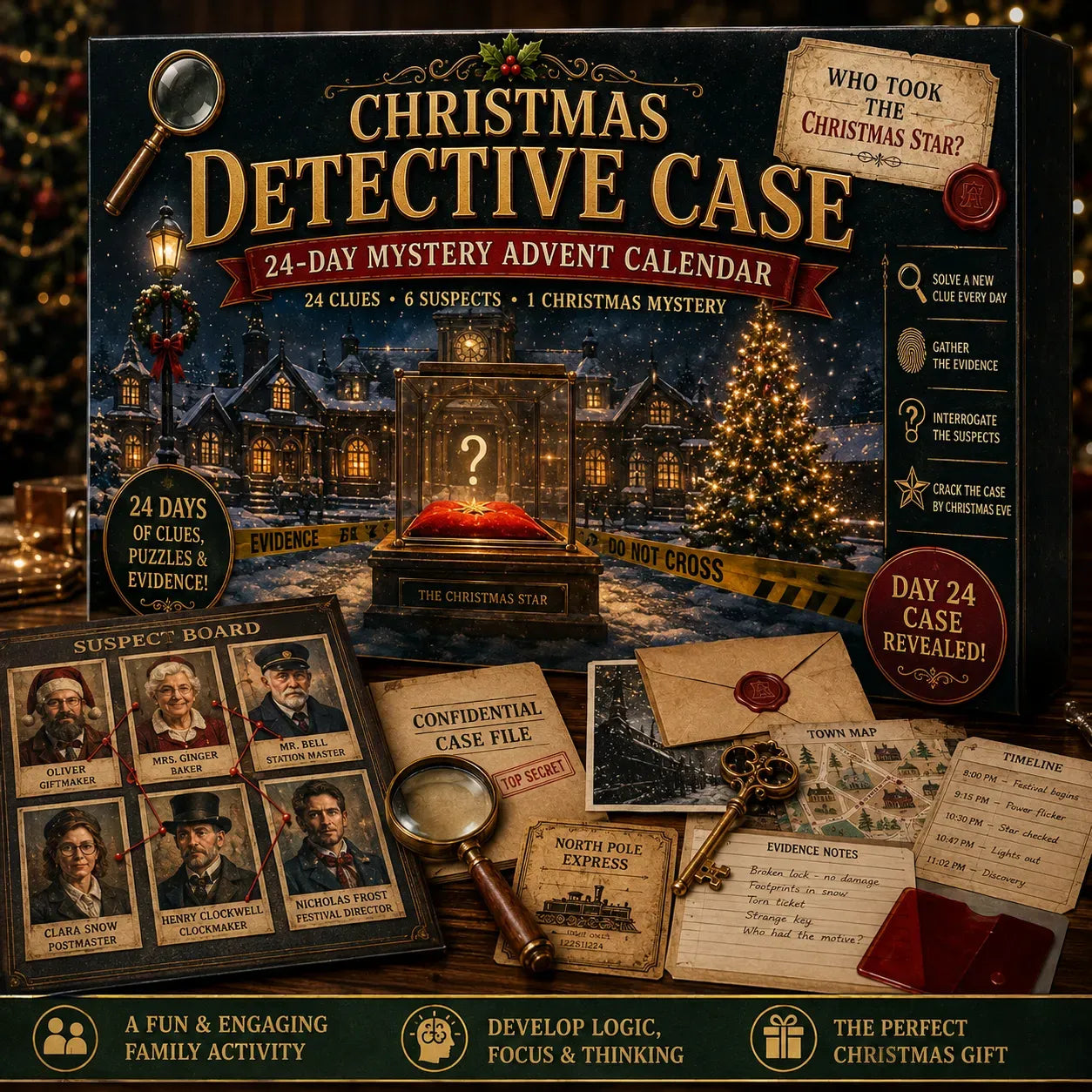 ⏳ Last Day 49% OFF – 🎄24-Day Mystery Adventure Advent Calendar | Interactive Christmas Puzzle Game with 6 Story Themes, Hidden Clues & Hands-On Challenges 🧩