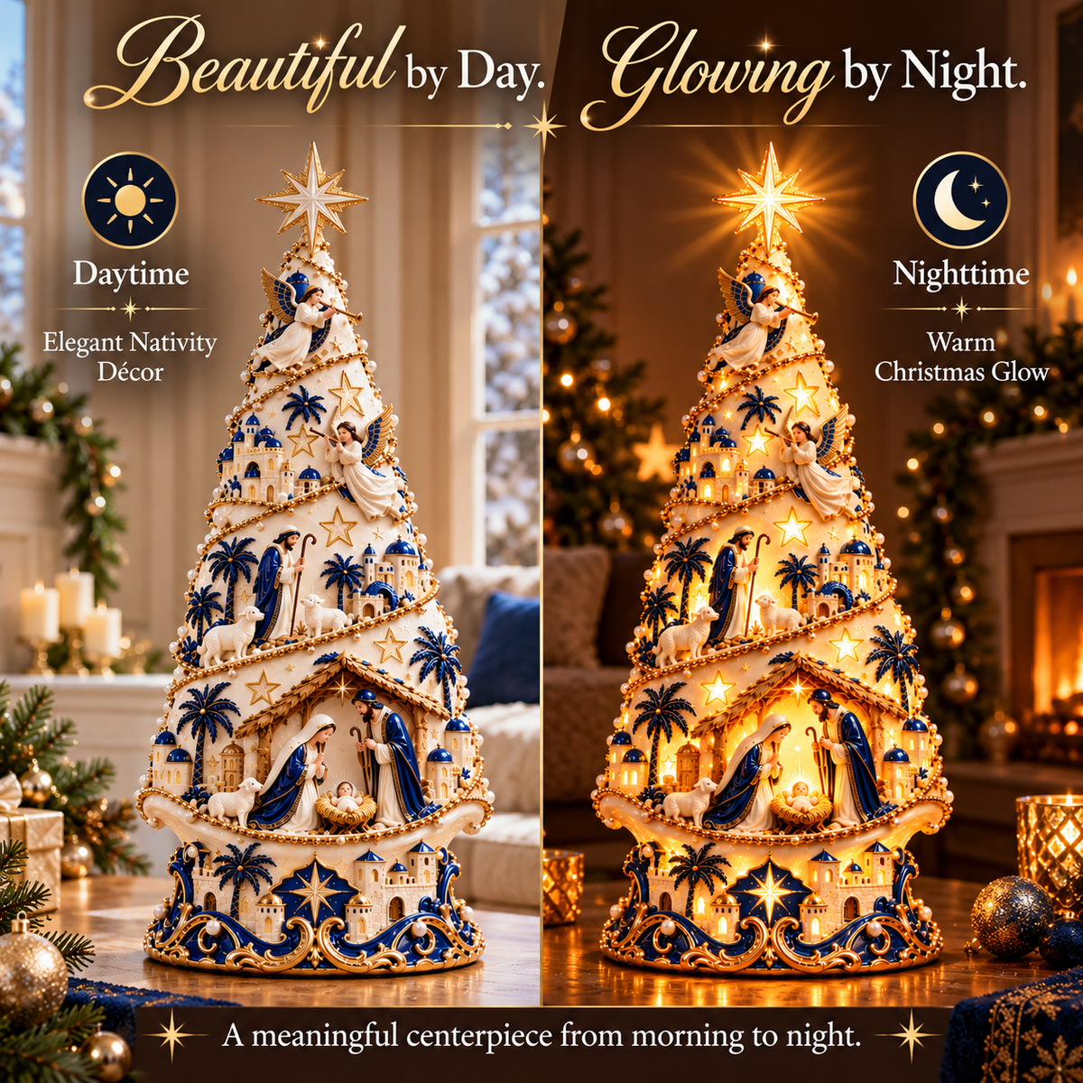 Bethlehem Nativity Tree Day and Night