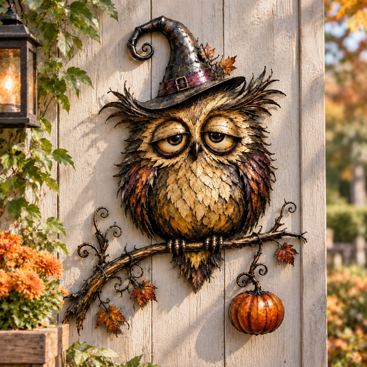 🦉🎃Witch Owl Halloween Metal Wall Decor✨