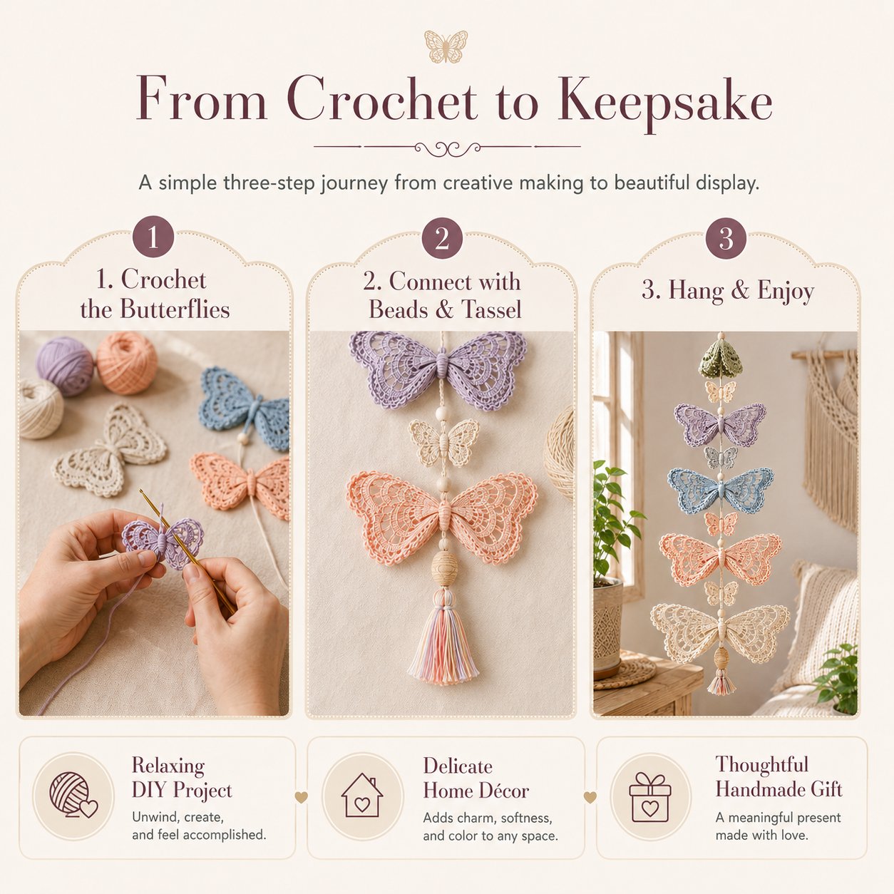 🔥LAST DAY 50% OFF - 🦋Butterfly Garden Cascade DIY Crochet Kit