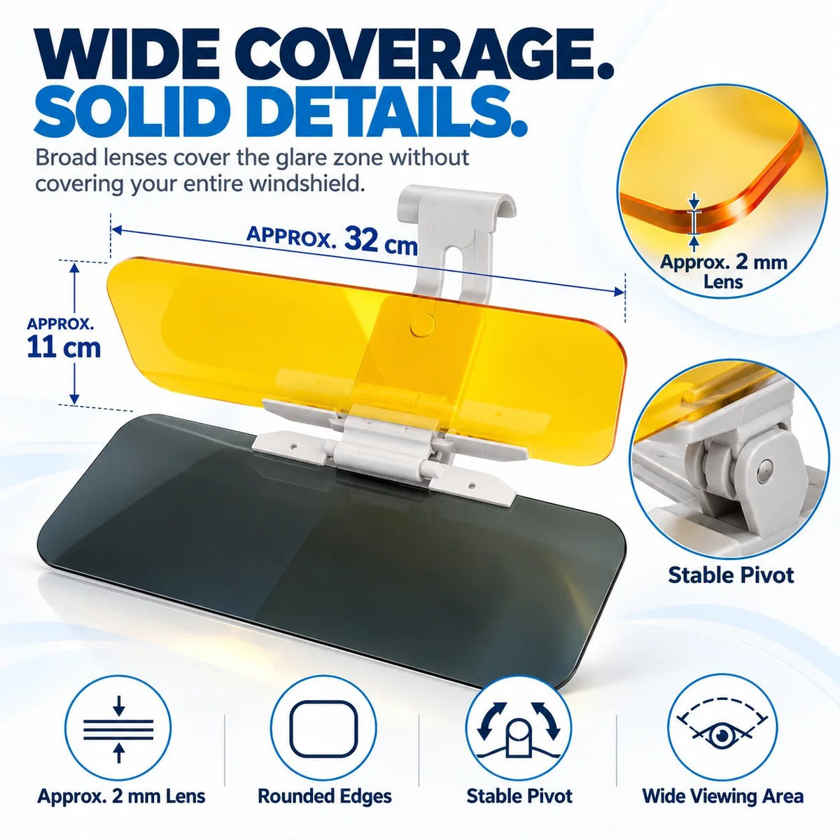 🌞🚗 2-in-1 Day & Night Anti-Glare Car Visor Extender – Reduce Sun Glare & Harsh Headlights, Height-Adjustable Mount & Independent Flip-Down Lenses 🛡