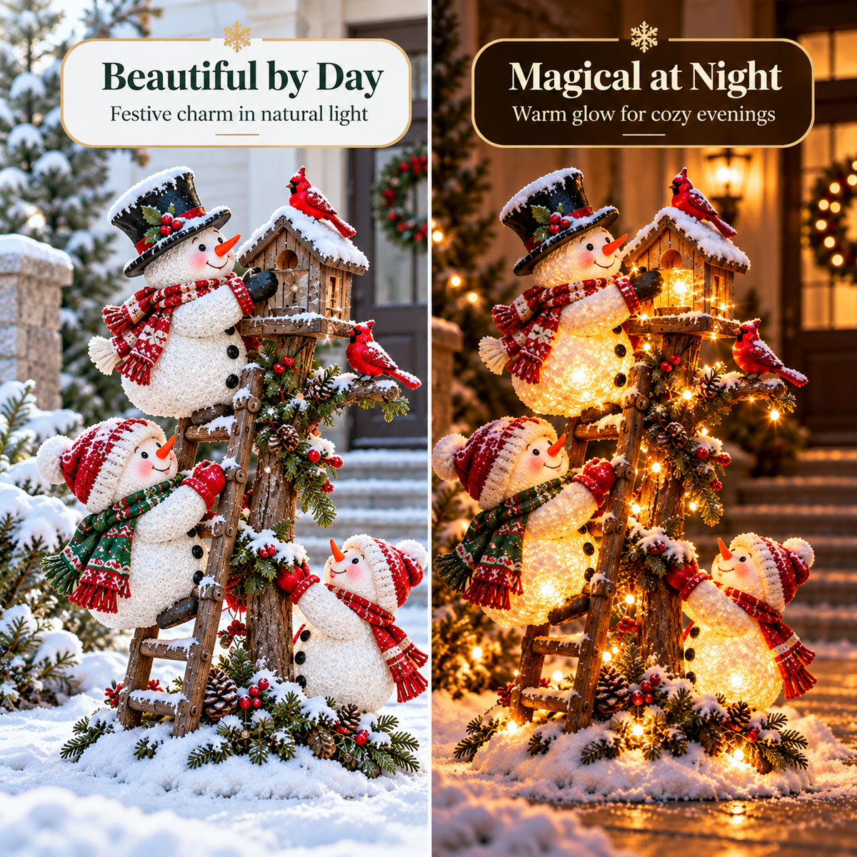 🔥 Last Day 50% Off ☃️ Snowman Birdhouse Ladder Glow™ – Lighted Christmas Porch & Yard Decor