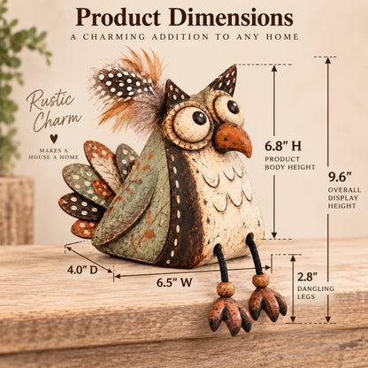 🦉🍂 Rustic Owl Shelf Sitter Decor with Dangling Legs🤎