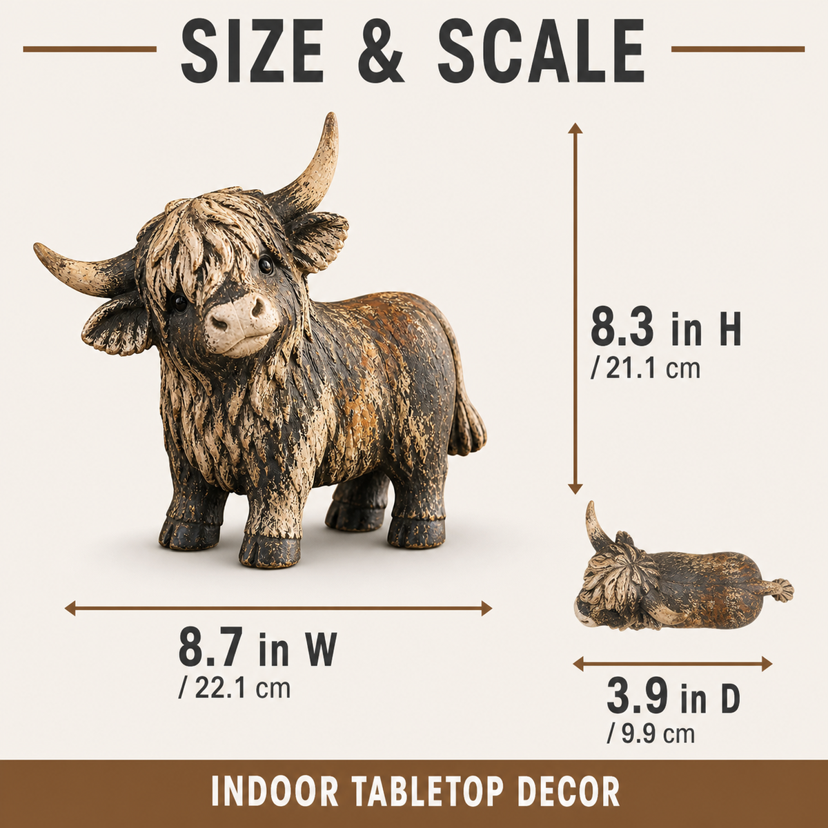 🐮 Rustic Highland Cows Figurine – Charming Farmhouse Tabletop Decor