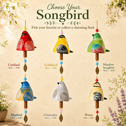 🐦Hand-Painted Resin Bird Wind Chime, Colorful Folk Art Garden Hanging Decor