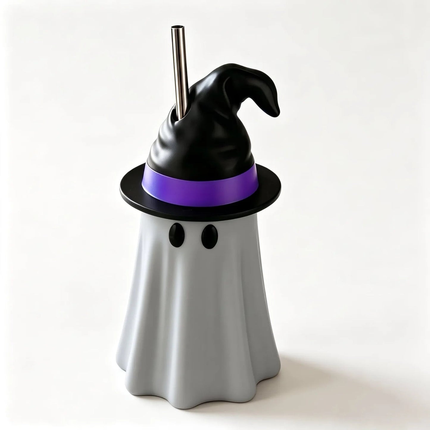 Halloween Ghost Can Holder with Witch Hat – 12 oz
