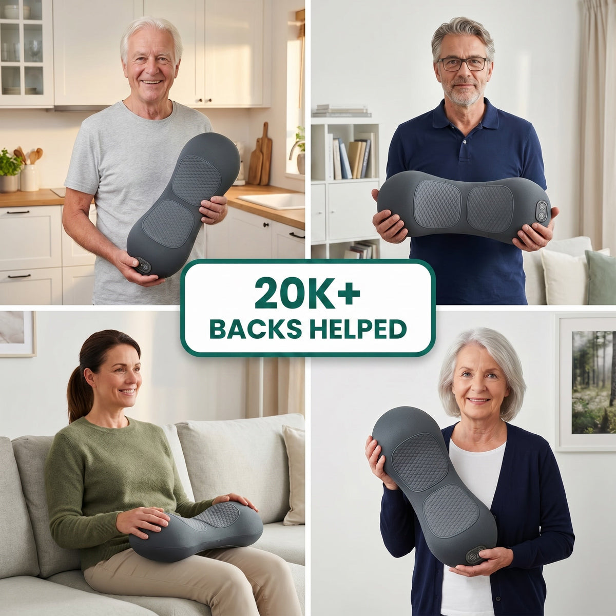 3-in-1 Electric Lumbar Heating Massage Pillow