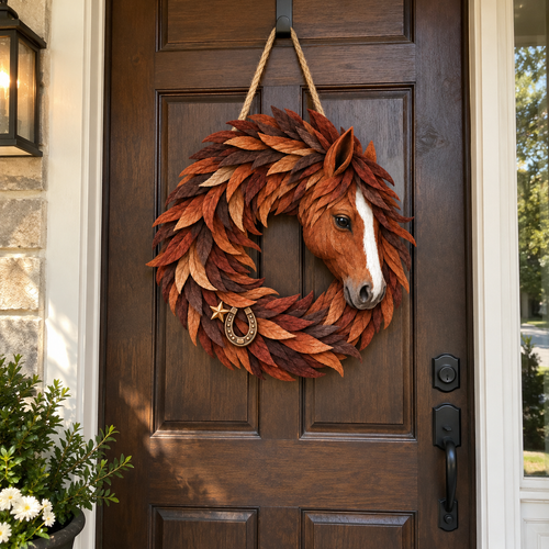 🐴🤎Rustic Horse Head Wreath – Western Farmhouse Wall & Door Decor🎁