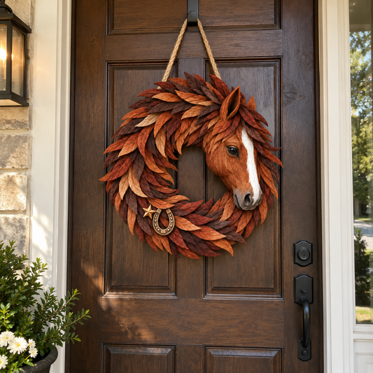 🐴🤎Rustic Horse Head Wreath – Western Farmhouse Wall & Door Decor🎁