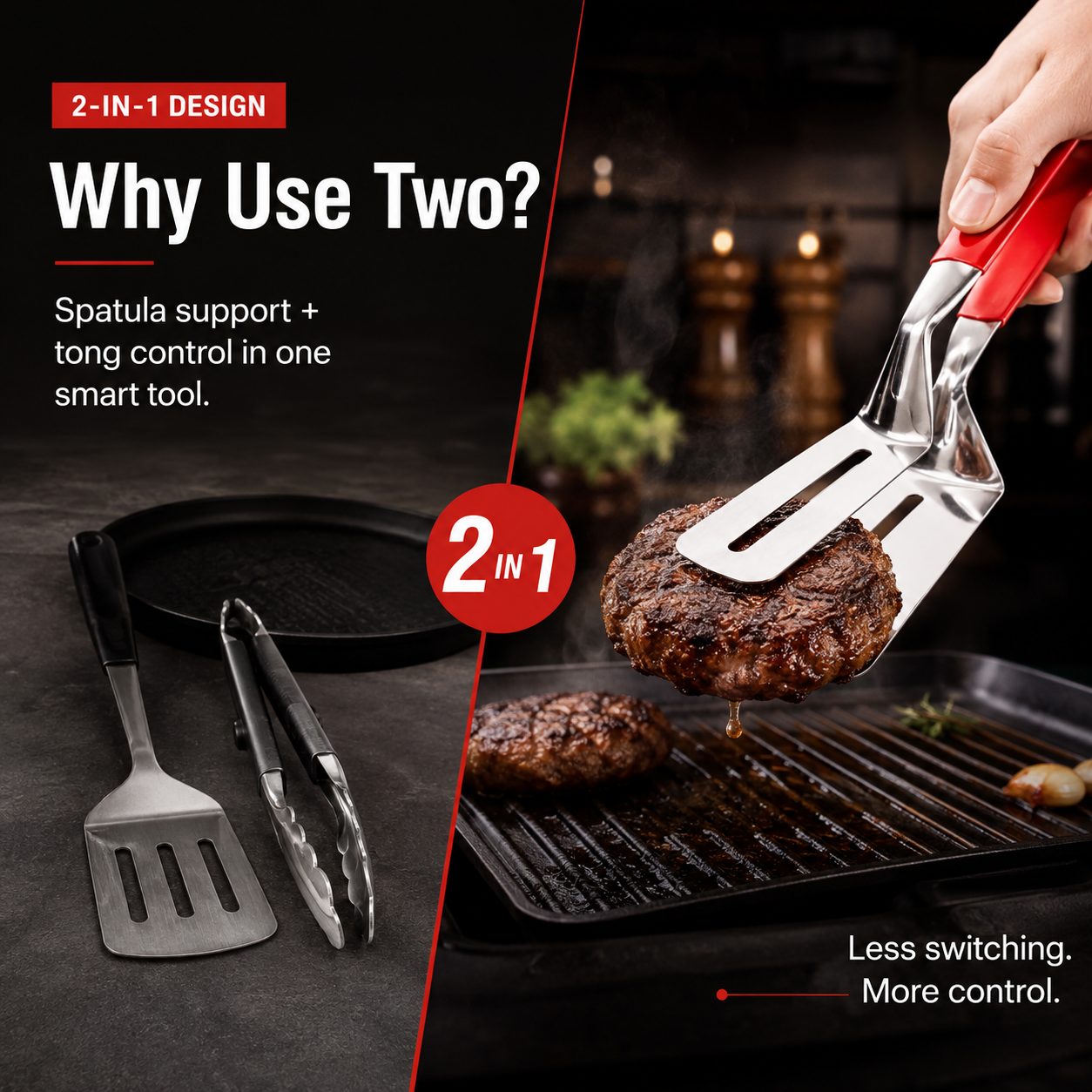 🍳 2PCS Stainless Steel Grill Clamp Spatula