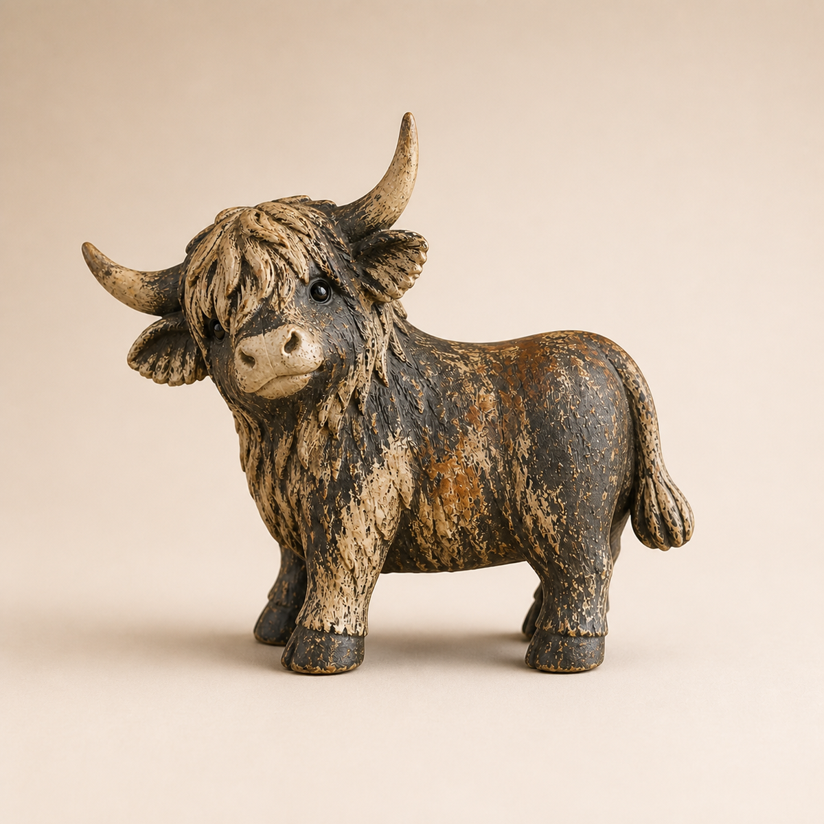 🐮 Rustic Highland Cows Figurine – Charming Farmhouse Tabletop Decor