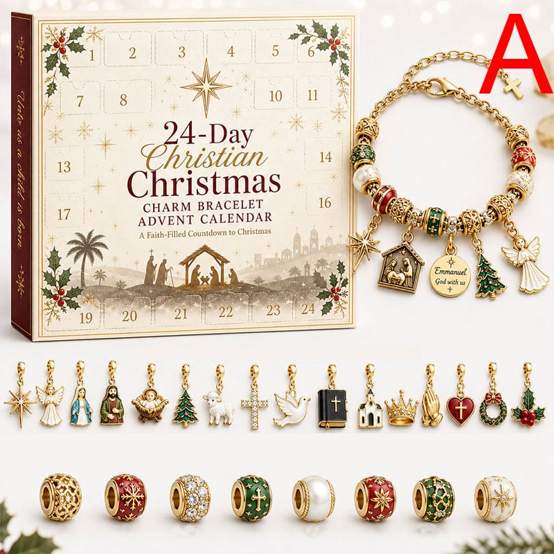 🔥LAST DAY 50% OFF - 24-Day Christian Christmas Charm Bracelet Advent Calendar