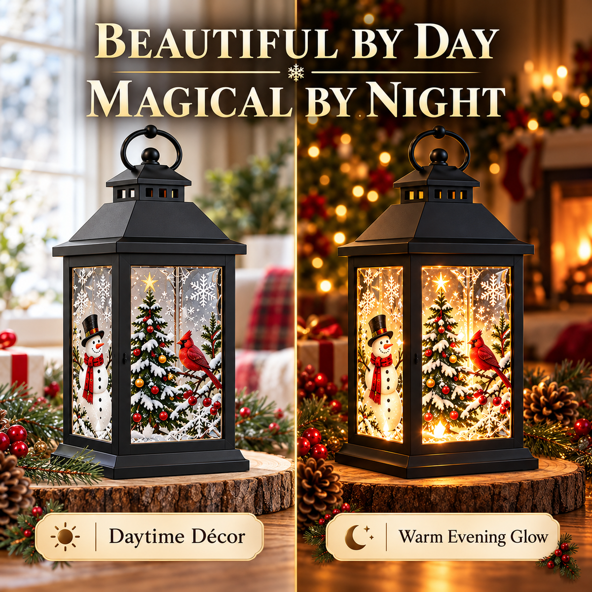 Interchangeable Crystal Lantern – Light-Up Holiday Décor