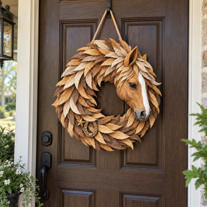 🐴🤎Rustic Horse Head Wreath – Western Farmhouse Wall & Door Decor🎁