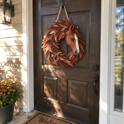 🐴🤎Rustic Horse Head Wreath – Western Farmhouse Wall & Door Decor🎁