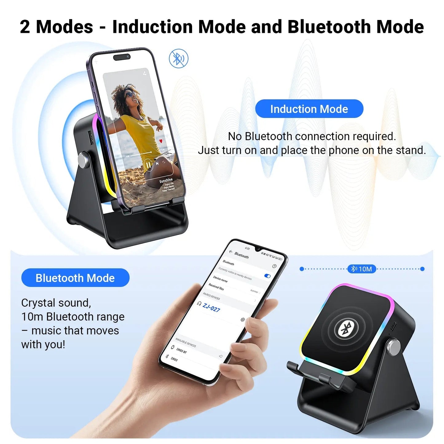 🔥50% OFF🔥 5-in-1 Wireless Speaker – Stereo Sound, RGB Light & Phone Stand