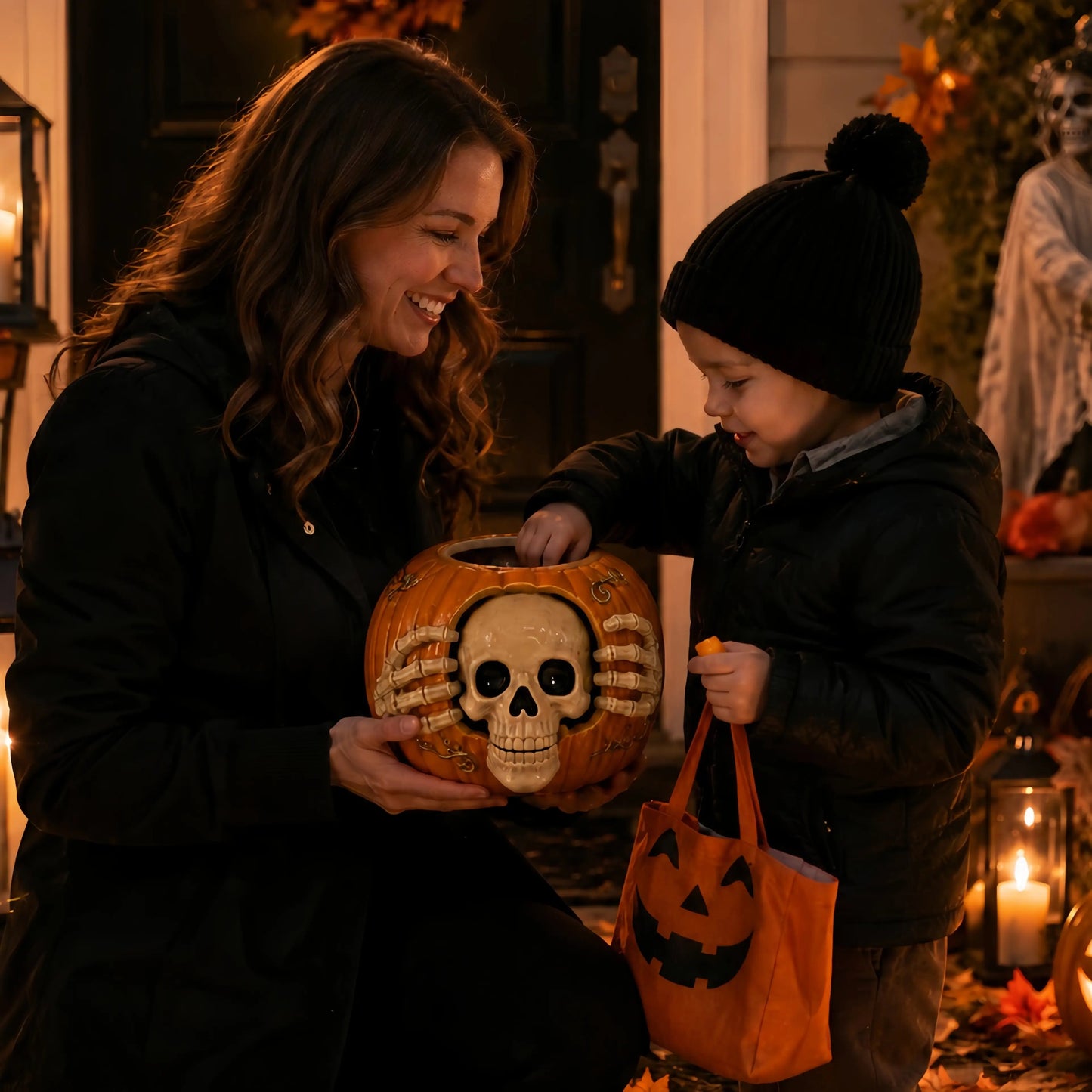 🎃Trick-or-Treat 🍬 Skull Pumpkin Candy Jar🔥🔥🔥