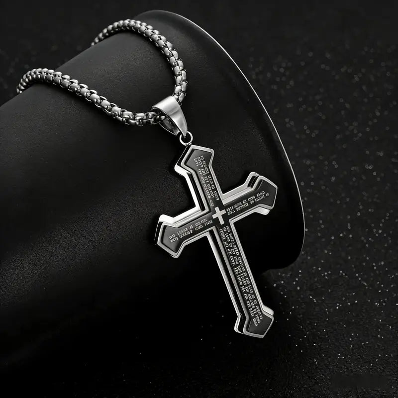 Engraved Bible Verse Cross Necklace