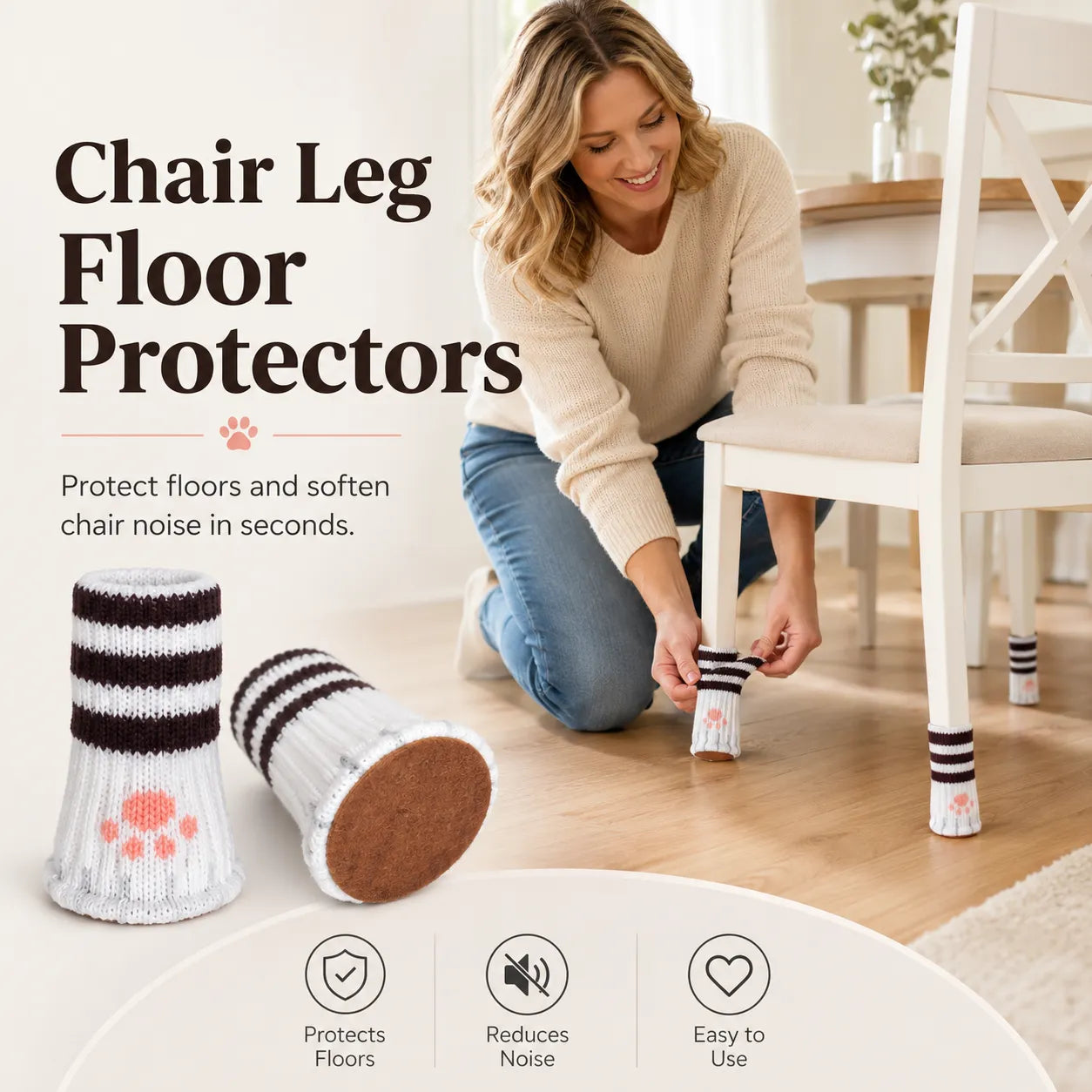 🐾 Chair Leg Floor Protectors | Pull-On Furniture Socks with Cushioned Bottom Pads for Quieter Movement & Everyday Floor Protection 🪑