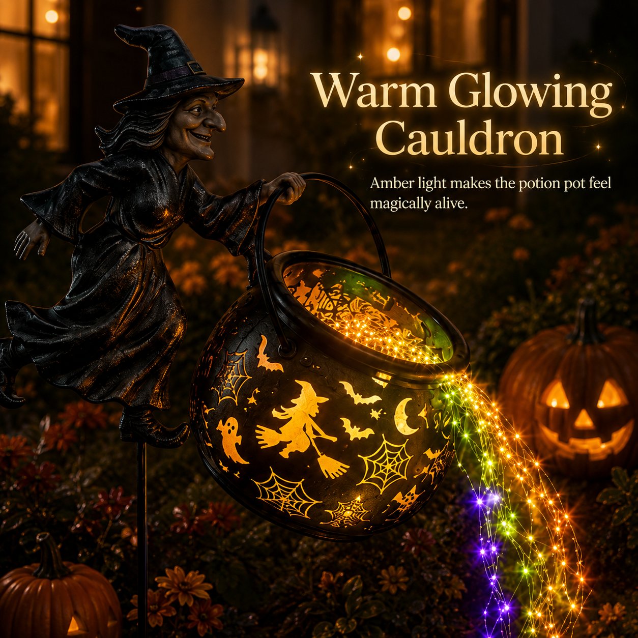 🔥HOT SALE 42% OFF✨🧙‍♀️Halloween Witch Cauldron Garden Light
