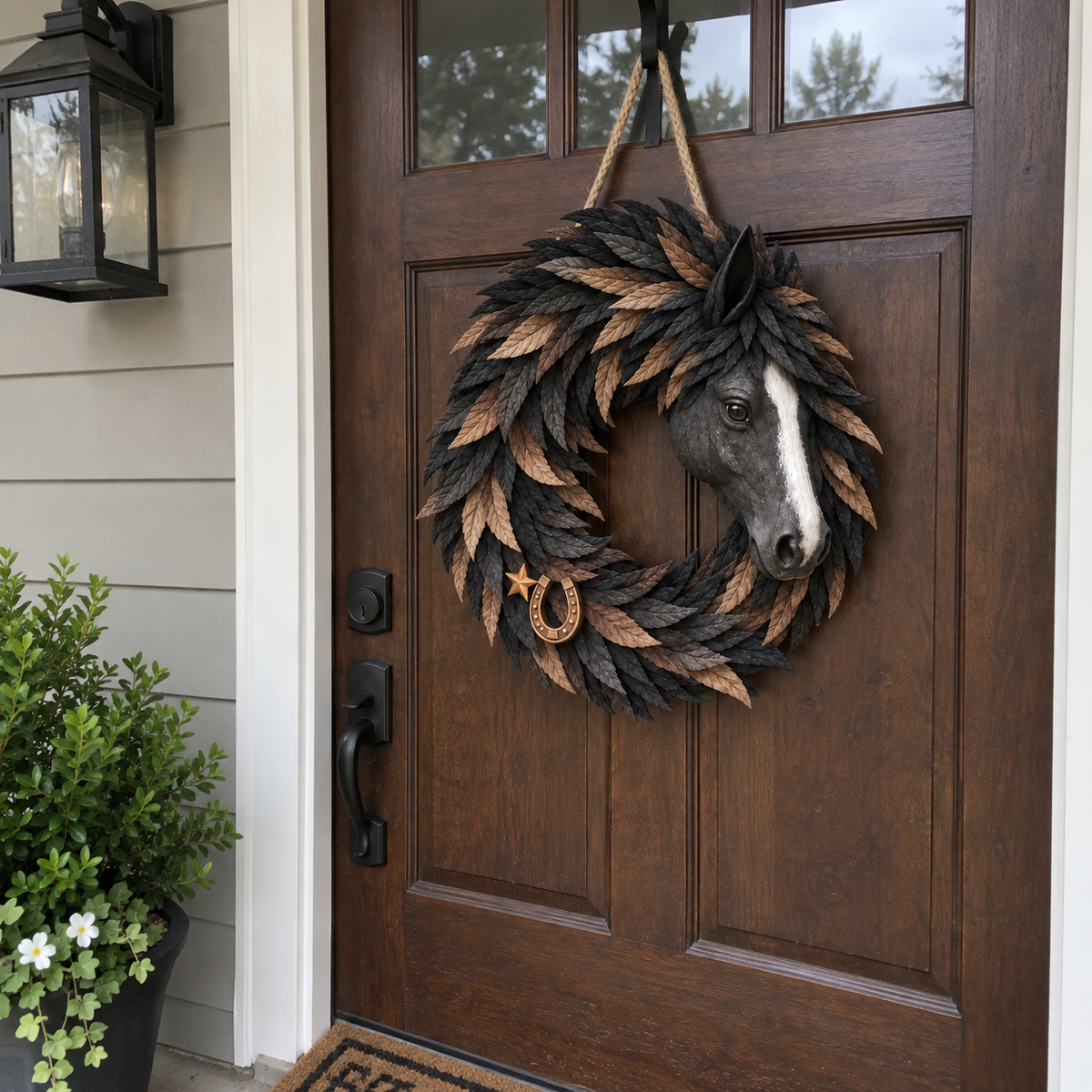 🐴🤎Rustic Horse Head Wreath – Western Farmhouse Wall & Door Decor🎁