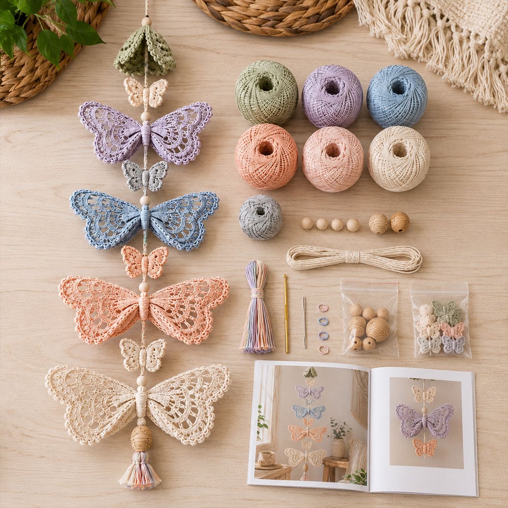 🔥LAST DAY 50% OFF - 🦋Butterfly Garden Cascade DIY Crochet Kit