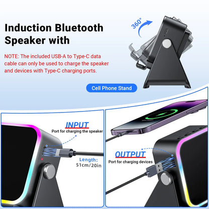 🔥50% OFF🔥 5-in-1 Wireless Speaker – Stereo Sound, RGB Light & Phone Stand