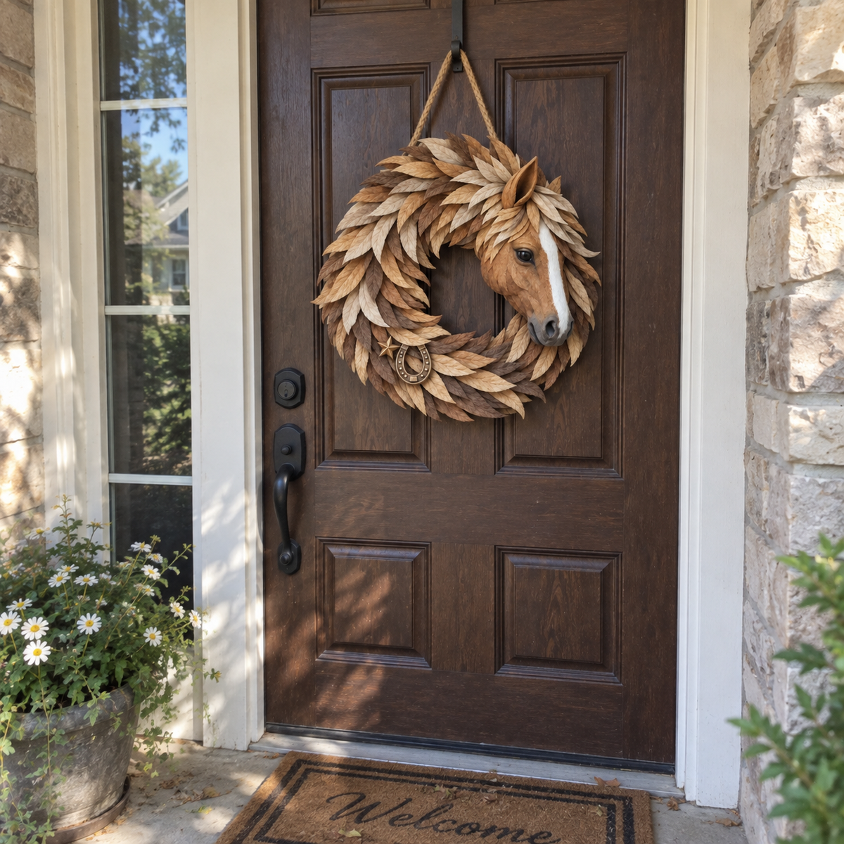 🐴🤎Rustic Horse Head Wreath – Western Farmhouse Wall & Door Decor🎁