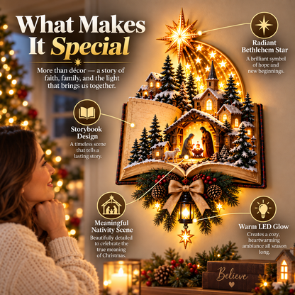 ✨Last Day 49% OFF✨✝️ A Story That Still Shines™ – Lighted Nativity Christmas Wall Decor✨🎄