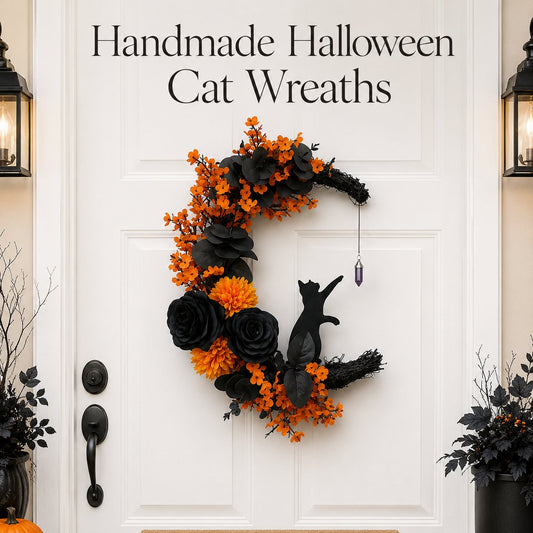 🔥Last Day 49% OFF - 🐈‍⬛🌙Handmade Halloween Cat Wreath(📦Buy 2 Free Shipping)