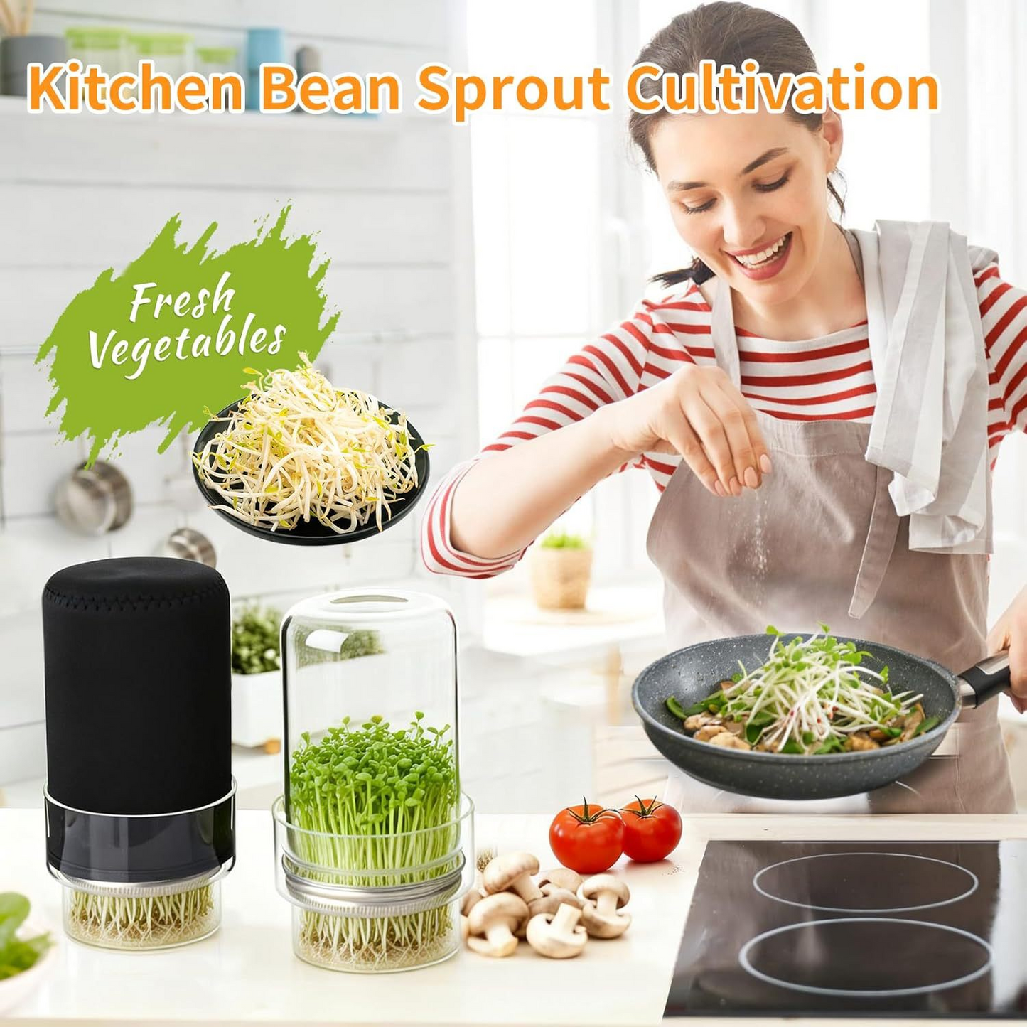 Updated Sprouting Kit - Sprouting Jar Kits, Wide Mouth Quart Mason Jars | Broccoli, Microgreens, Alfalfa Sprout Jar | Perfect for Home Gardeners, Health Enthusiasts & Vegan Diets
