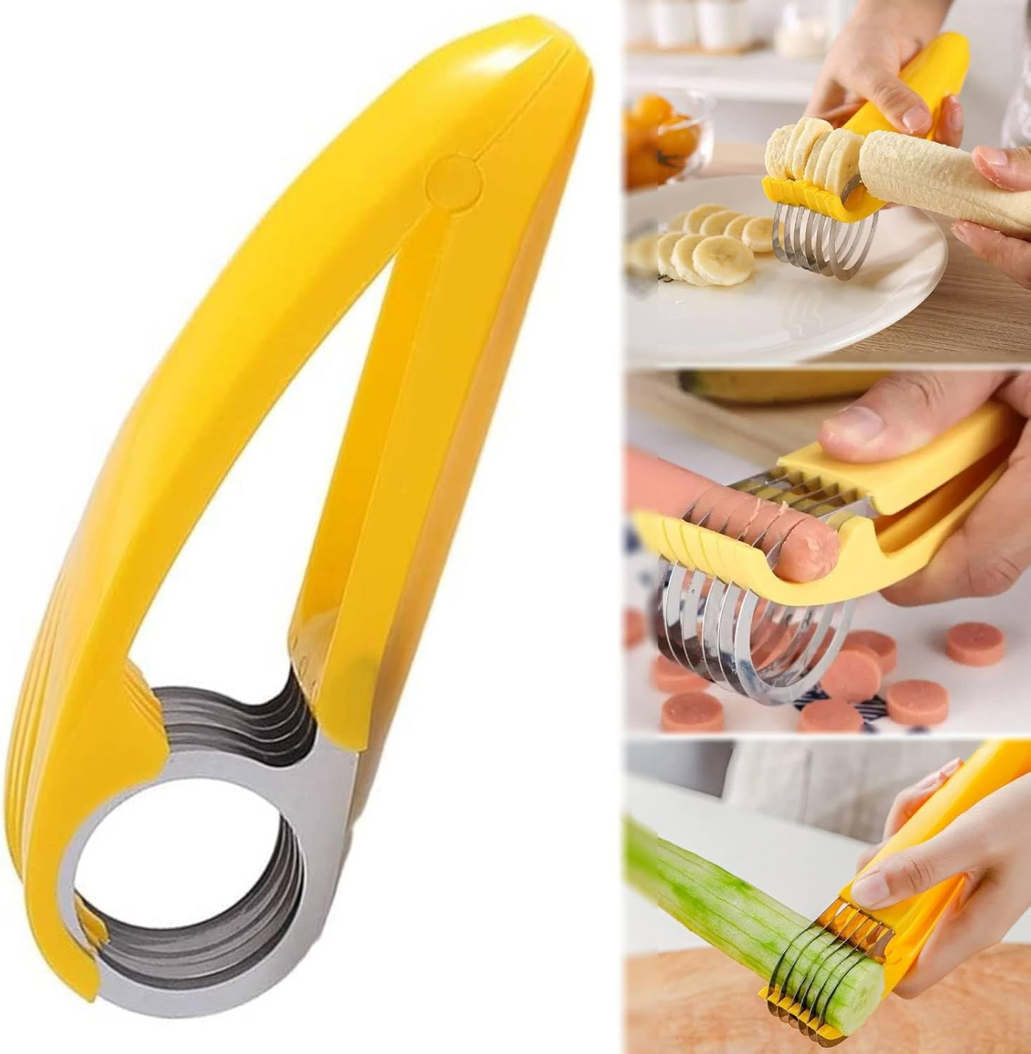 🍌Banana Slicer🍓Stainless Steel Strawberry 🥒 Cucumber Cutter - Dishwasher Safe
