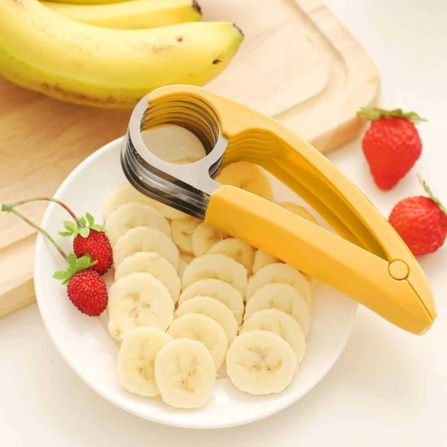 🍌Banana Slicer🍓Stainless Steel Strawberry 🥒 Cucumber Cutter - Dishwasher Safe