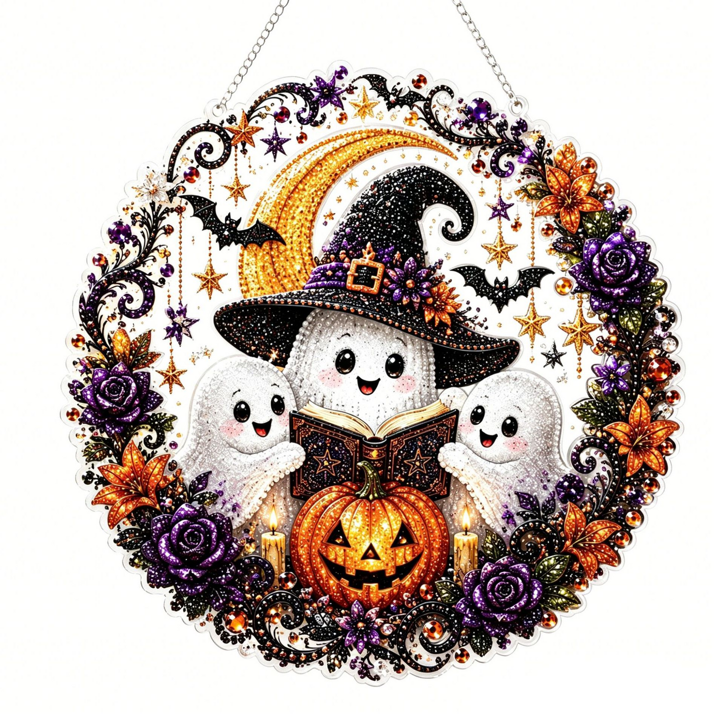 🎃🐈Halloween Black Cat Moon Diamond Art Hanging Ornament Kit