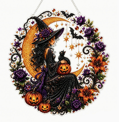 🎃🐈Halloween Black Cat Moon Diamond Art Hanging Ornament Kit