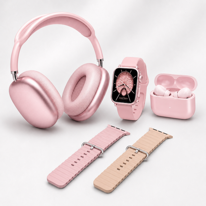 Smartwatch Set with Dual Earphones and Four Watch Straps