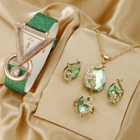 Green Triangle Spark Watch Jewelry Set