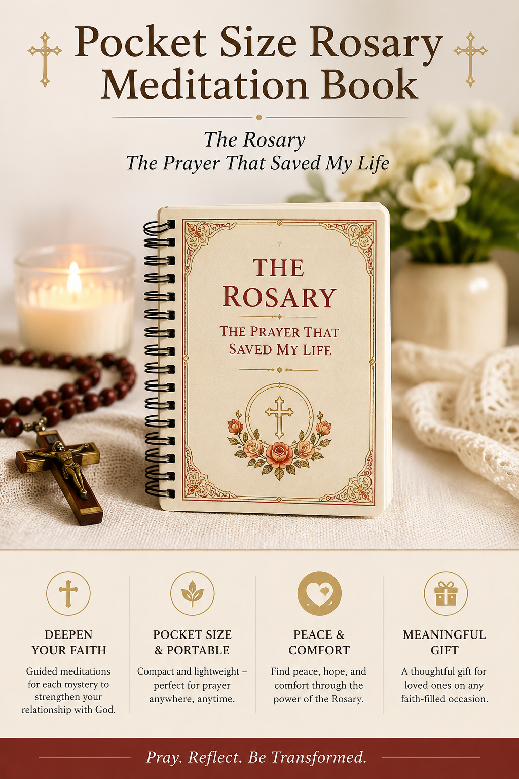⏰ Aujourd'hui seulement : 1 acheté = 1 GRATUIT✝️Livre de méditation du Rosaire format de poche✝️Le Rosaire : La prière qui a sauvé ma vie