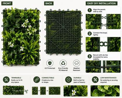 Instant Green Wall Makeover Panels – Realistic 3D Faux Greenery for Indoor & Outdoor Spaces