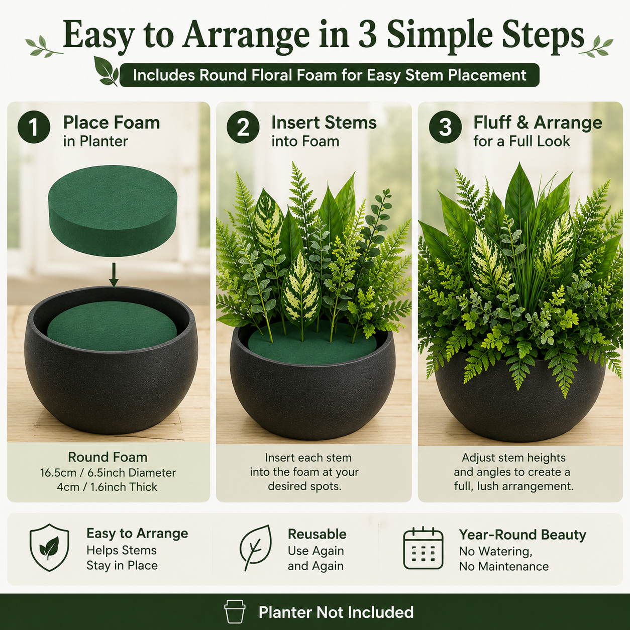 🔥🔥18-Piece Artificial Greenery Arrangement Set – Mix & Match Faux Plant Fillers（Free floral foam）
