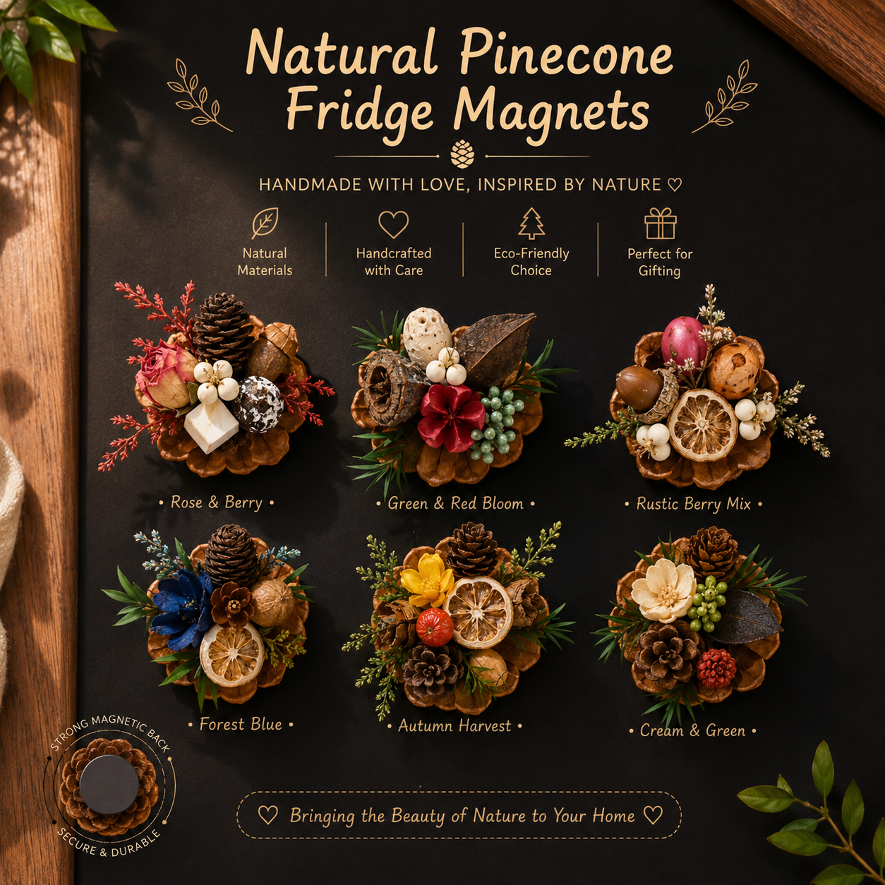 🔥Last Day 49% OFF-Magnetic Fridge Magnets Made of Natural Plant Pinecones