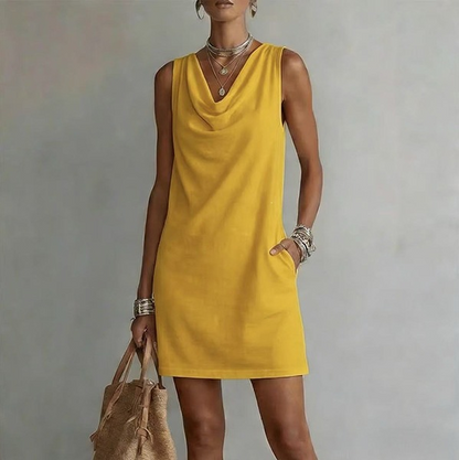 Elegant Slim Fit Cowl Neck Dress