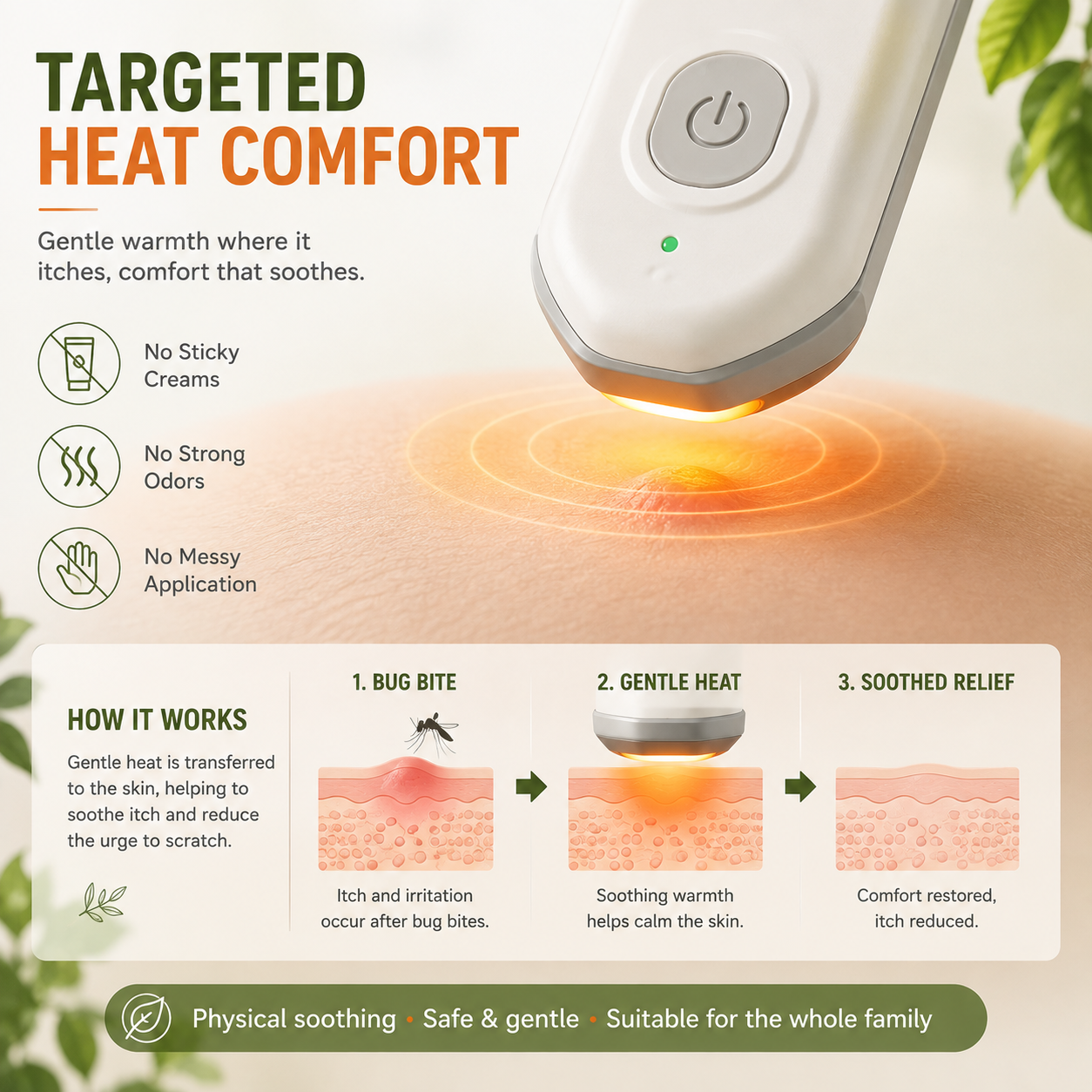 🔥Last Day 53% OFF-Portable Hot‑Compress Electric Itch‑Relief Device, Heating Soothing Stick for Adults and Toddlers for Outdoor Use
