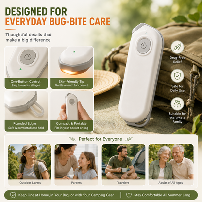 🔥Last Day 53% OFF-Portable Hot‑Compress Electric Itch‑Relief Device, Heating Soothing Stick for Adults and Toddlers for Outdoor Use