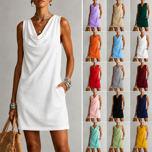 Elegant Slim Fit Cowl Neck Dress