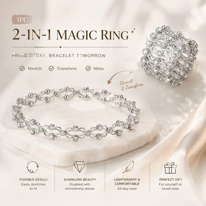 🔥💍2-in-1 Transforming Stretch Ring Bracelet – Two Elegant Looks in One