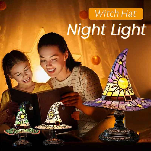 ♠️Witch Hat Night Light & Stained Glass Witch Hat Lamp🎁