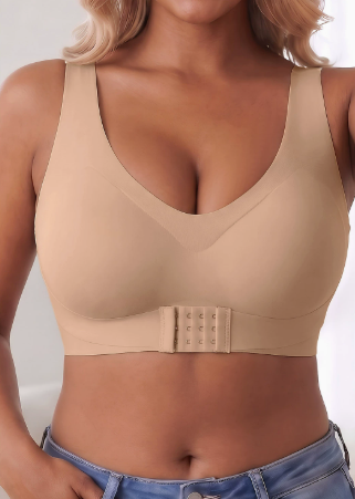 Cross Back Front Closure Wireless Posture Support Bra