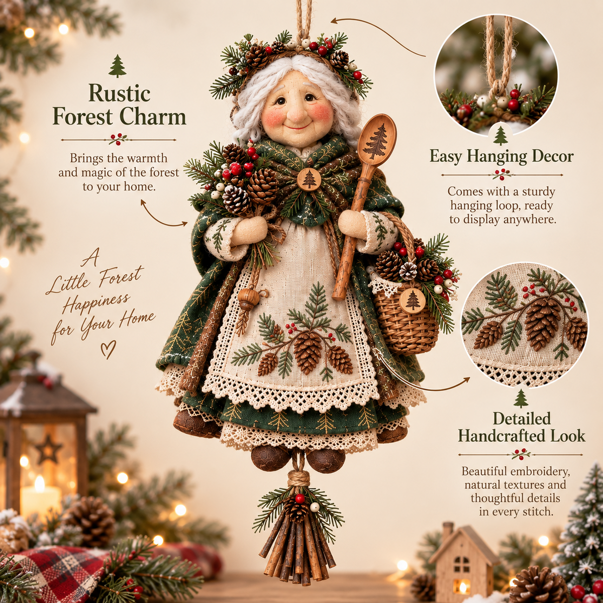 Good Luck Granny woodland Christmas decor